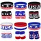 6 Pieces 4th of July American Flag Sports Headband and Wristband Set Patriotic Head Wraps Memorial Day Striped Sweatband USA Wristbands Accessories for Women Men Basketball Football Running